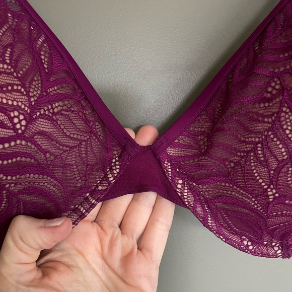 ThirdLove Feather Lace Bra Berry Crush Size 34F Purple Underwire Comfortable - Picture 7 of 16